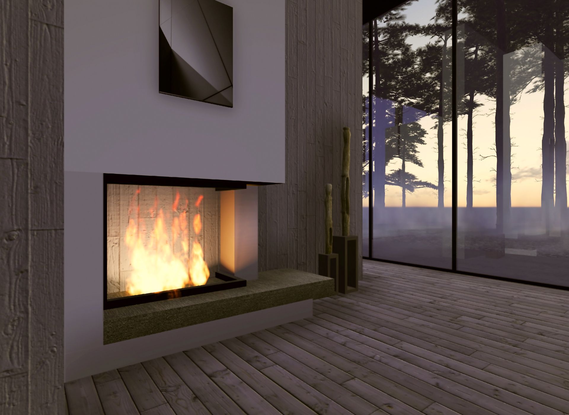 Wohnzimmer mit Kamin